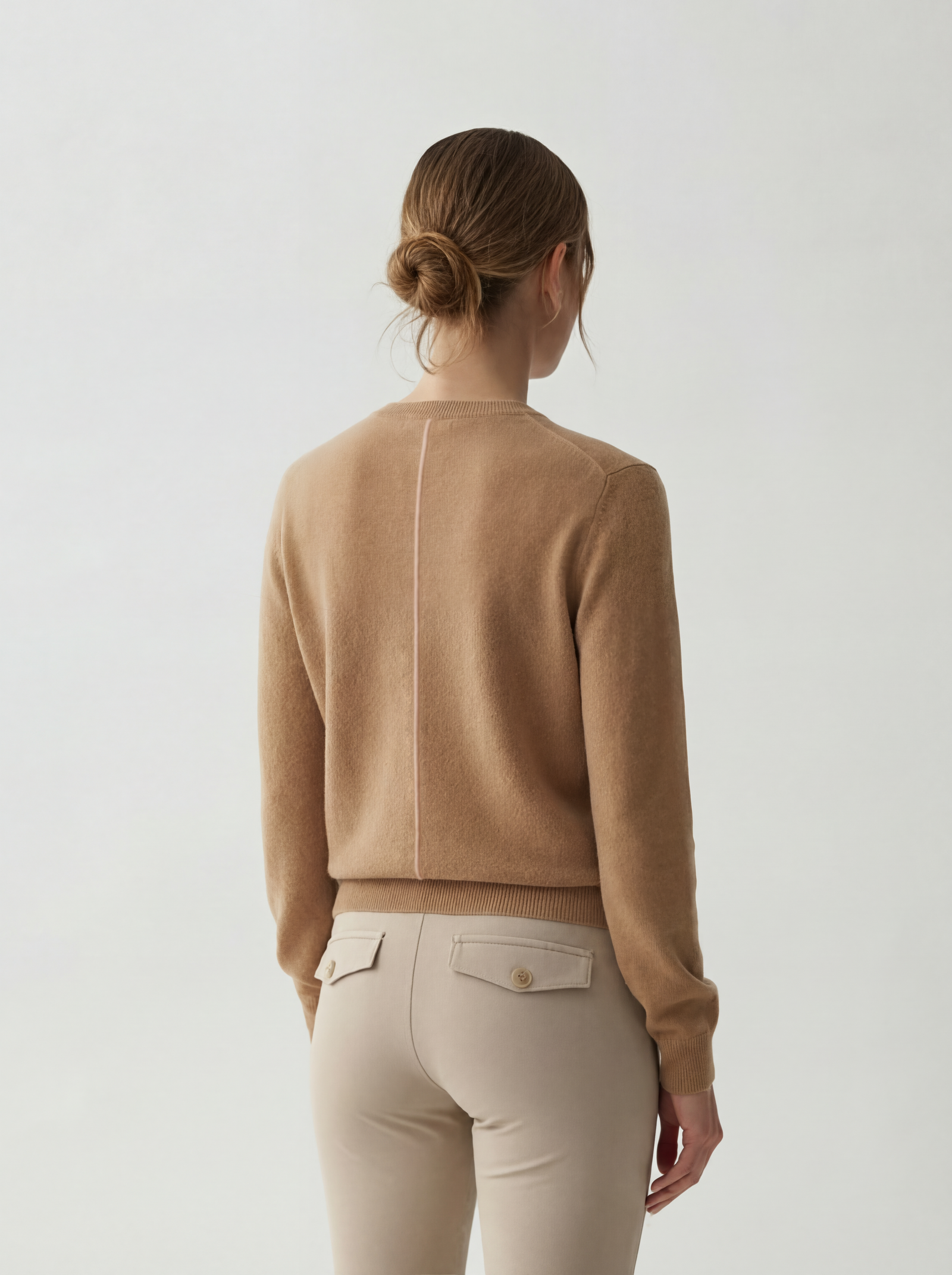 Cashmere Blend Crewneck Sweater: Caramel