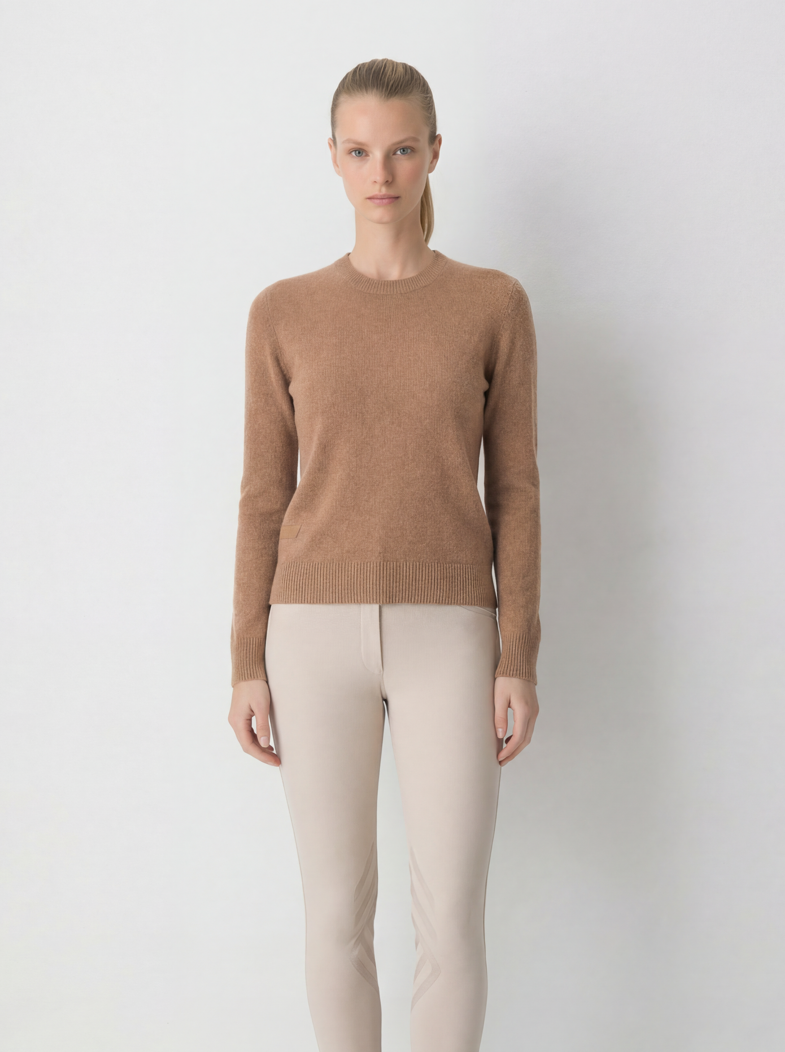 Cashmere Blend Crewneck Sweater: Caramel